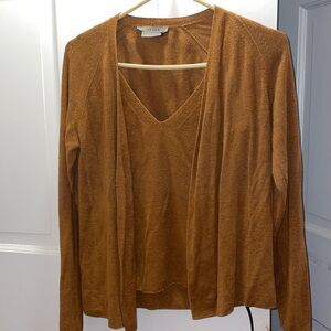 Vintage Jaegar Brown Two Piece Cardigan and Top Set